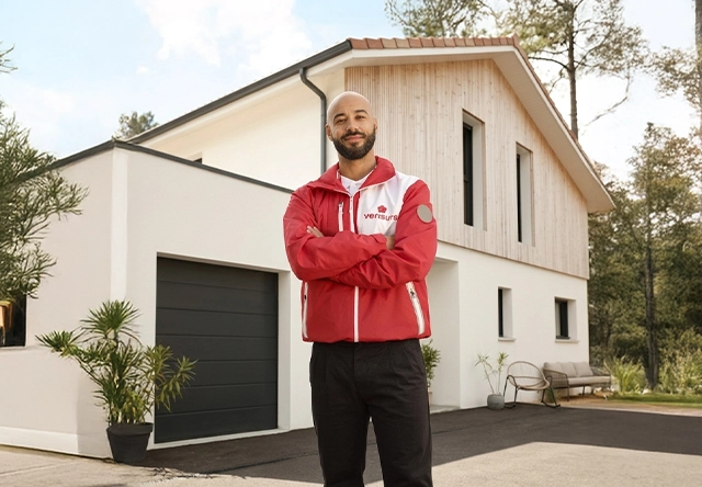 Esperto di Sicurezza Verisure di fronte ad un'abitazione